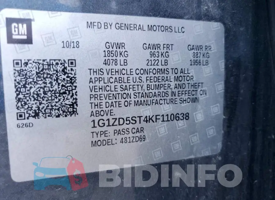 1G1ZD5ST4KF110638 Photo# 12