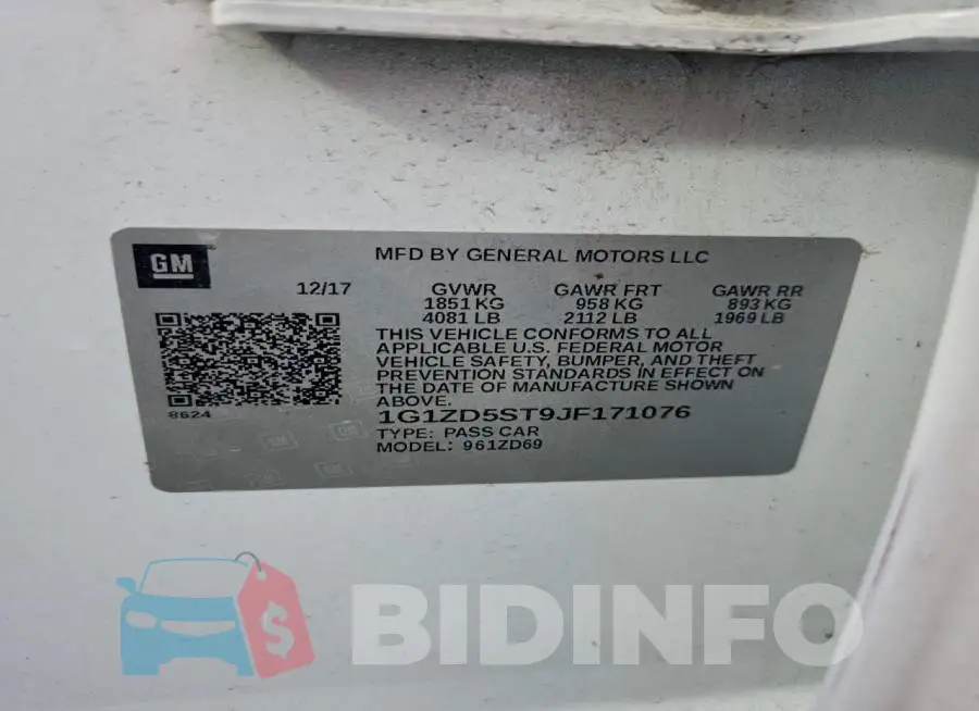 1G1ZD5ST9JF171076 Photo# 12