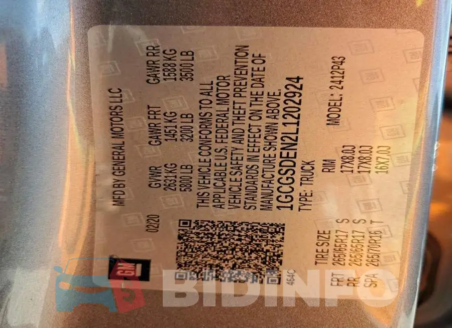 1GCGSDEN2L1202924 Photo# 12