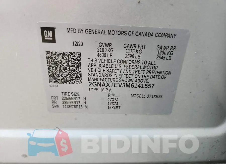 2GNAXTEV3M6141557 Photo# 14