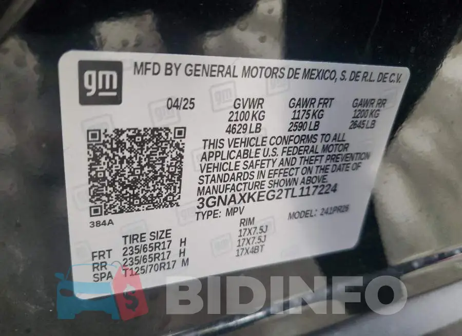 3GNAXKEG2TL117224 Photo# 14