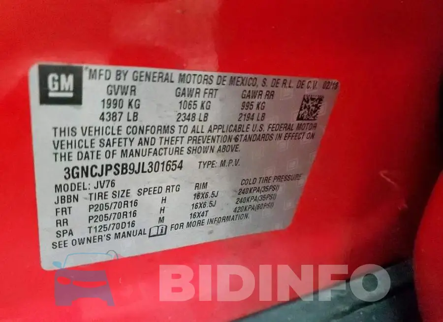 3GNCJPSB9JL301654 Photo# 12