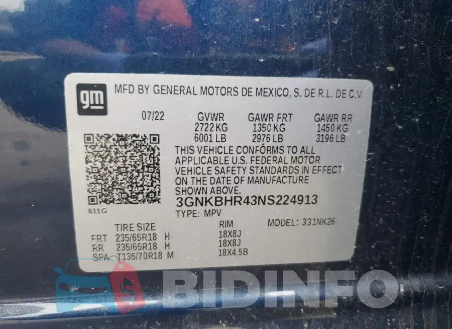 3GNKBHR43NS224913 Photo# 13
