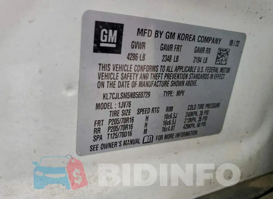 KL7CJLSM5NB560729 Photo# 13