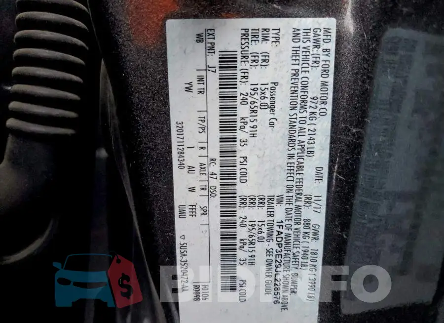 1FADP3E29JL228576 Photo# 12