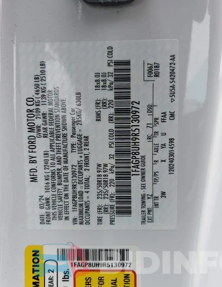 1FAGP8UH9R5130972 Photo# 12