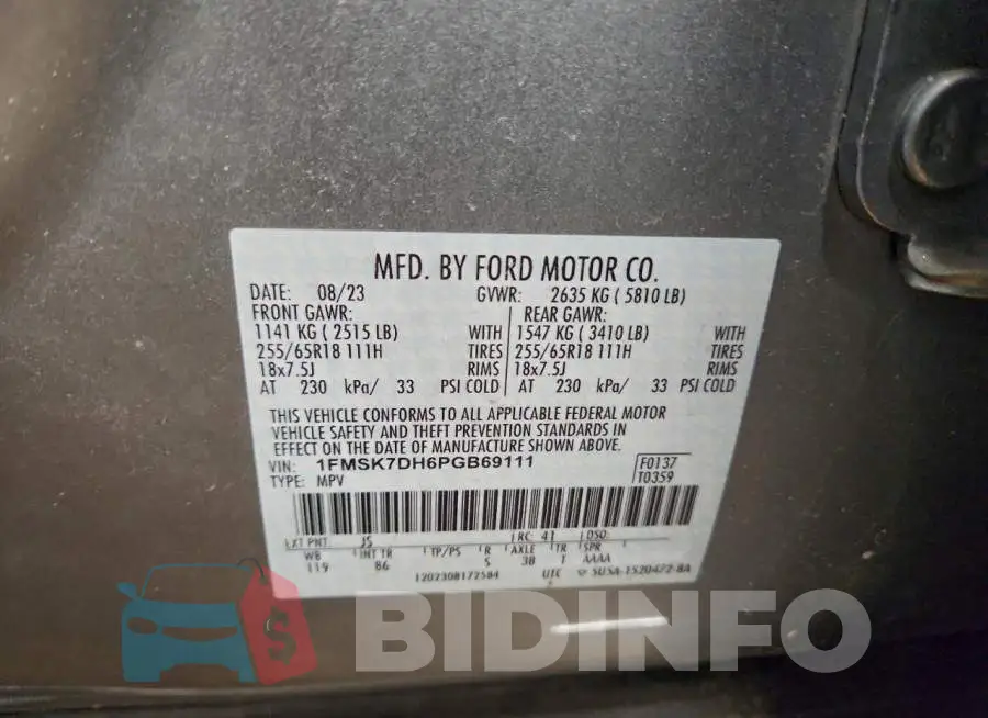 1FMSK7DH6PGB69111 Photo# 14
