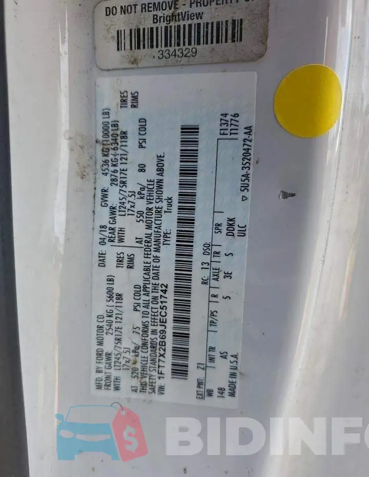 1FT7X2B69JEC51742 Photo# 12
