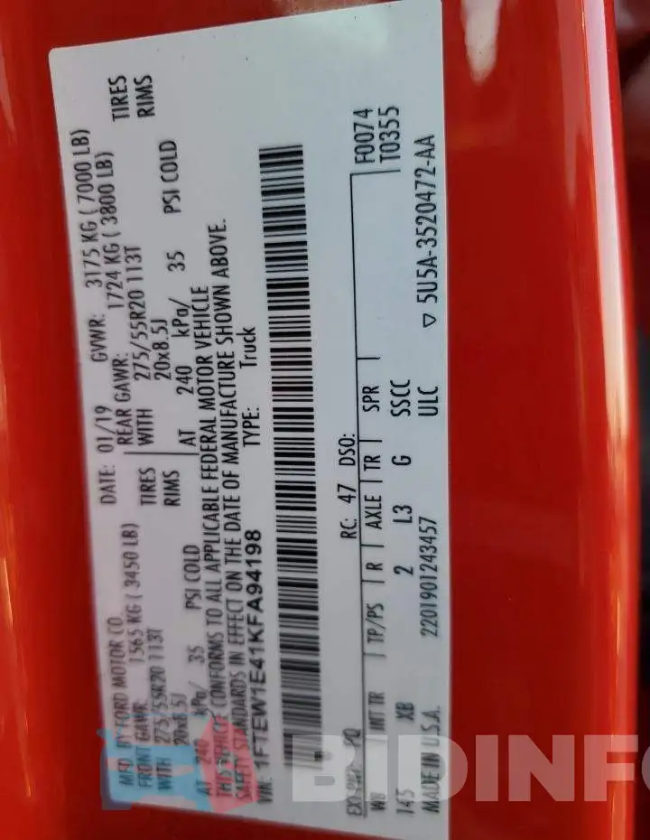 1FTEW1E41KFA94198 Photo# 13