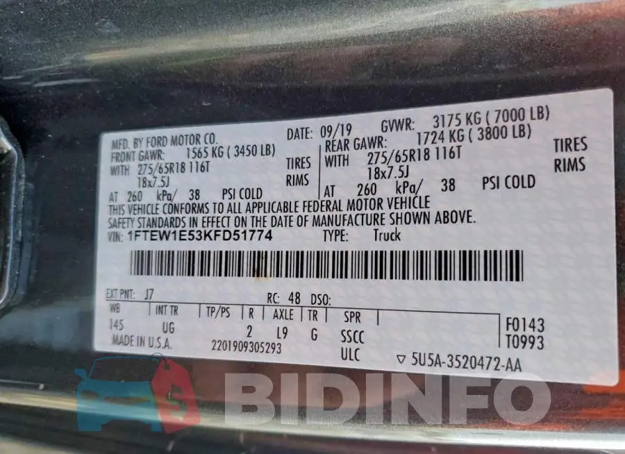 1FTEW1E53KFD51774 Photo# 12