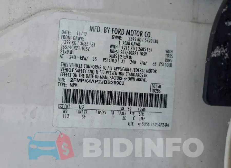 2FMPK4AP2JBB26982 Photo# 12