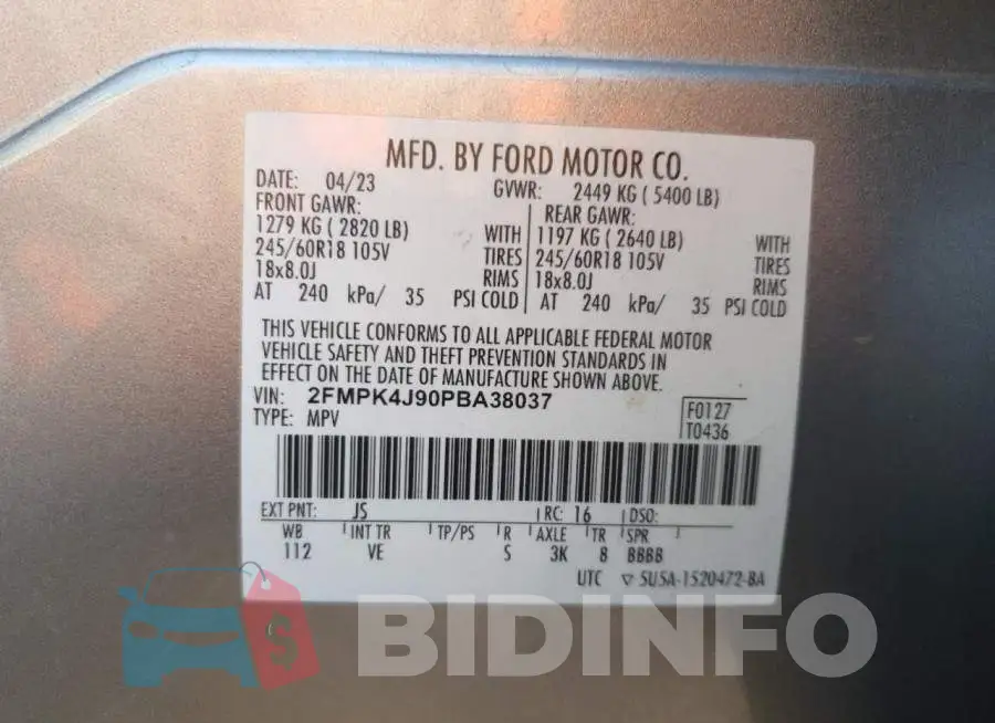 2FMPK4J90PBA38037 Photo# 14