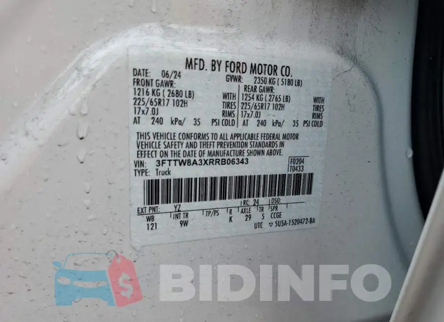 3FTTW8A3XRRB06343 Photo# 12