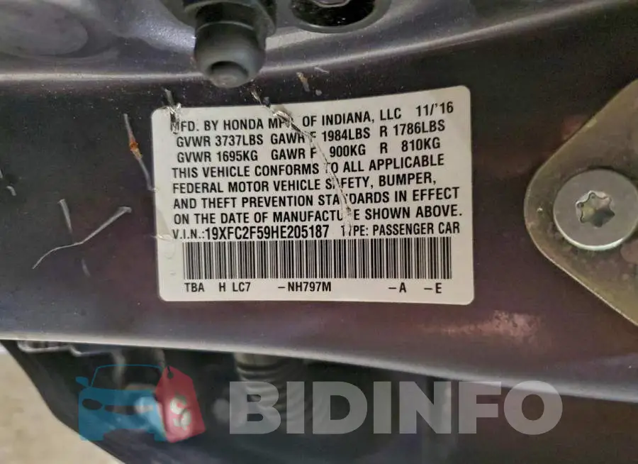 19XFC2F59HE205187 Photo# 12