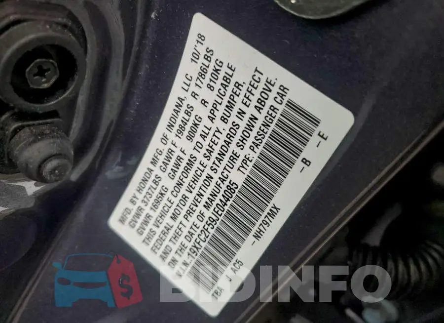 19XFC2F59JE044085 Photo# 12