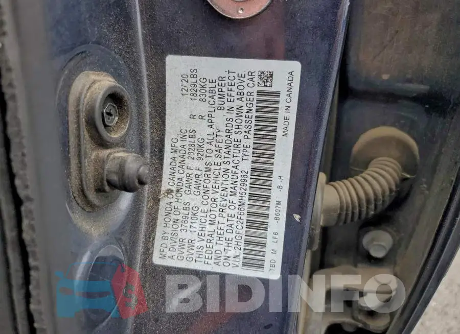 2HGFC2F66MH529982 Photo# 13
