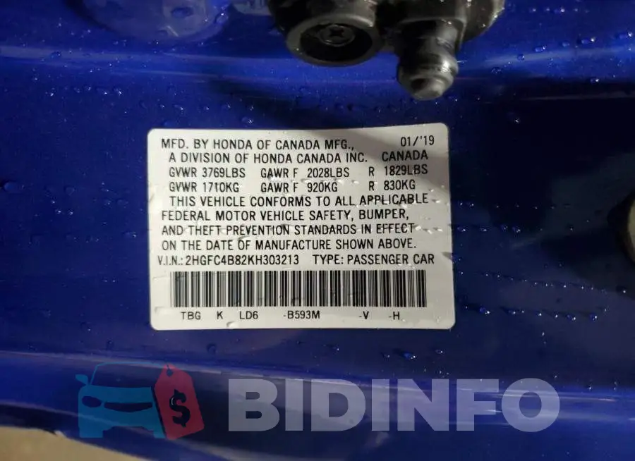 2HGFC4B82KH303213 Photo# 12