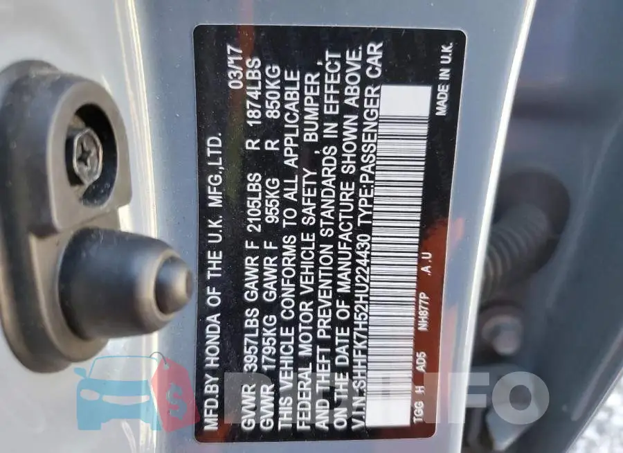 SHHFK7H52HU224430 Photo# 13