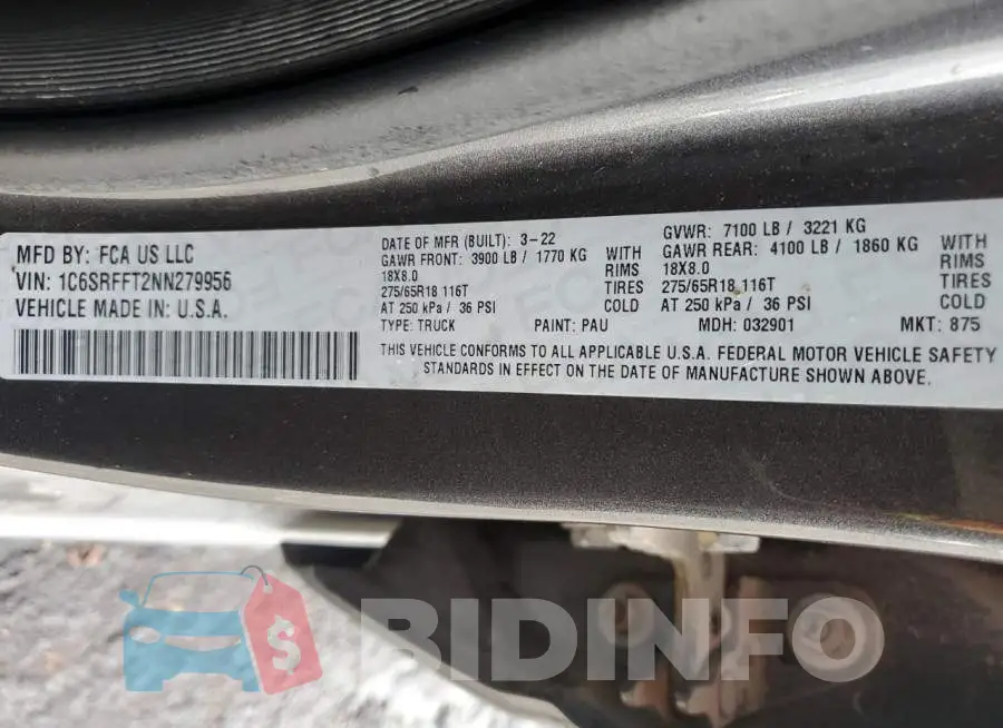 1C6SRFFT2NN279956 Photo# 12