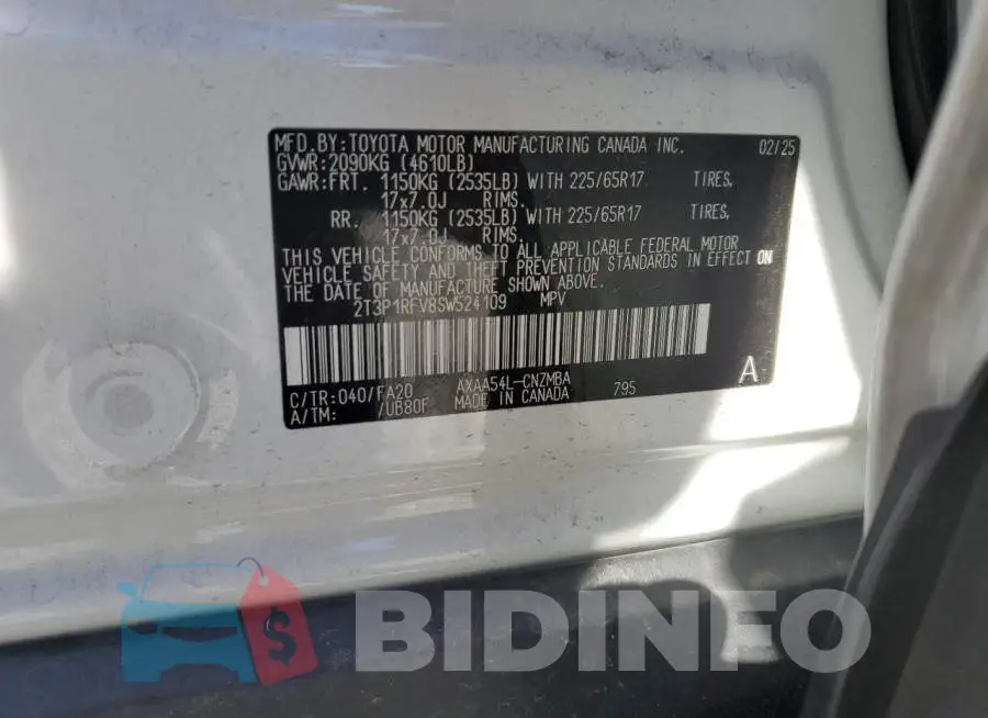 2T3P1RFV8SW524109 Photo# 13