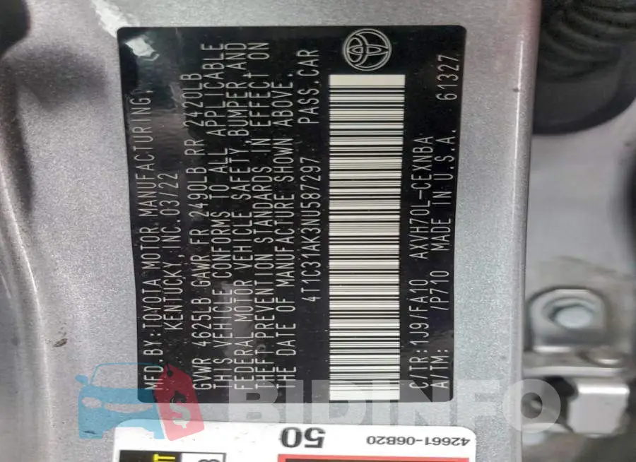 4T1C31AK3NU587297 Photo# 12