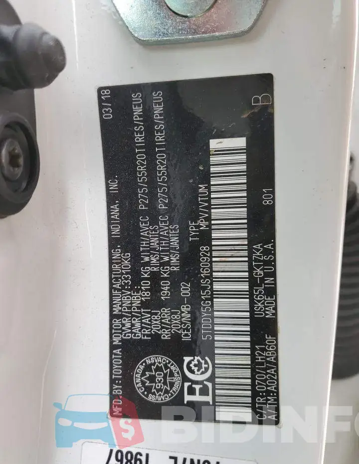 5TDDY5G15JS160928 Photo# 14