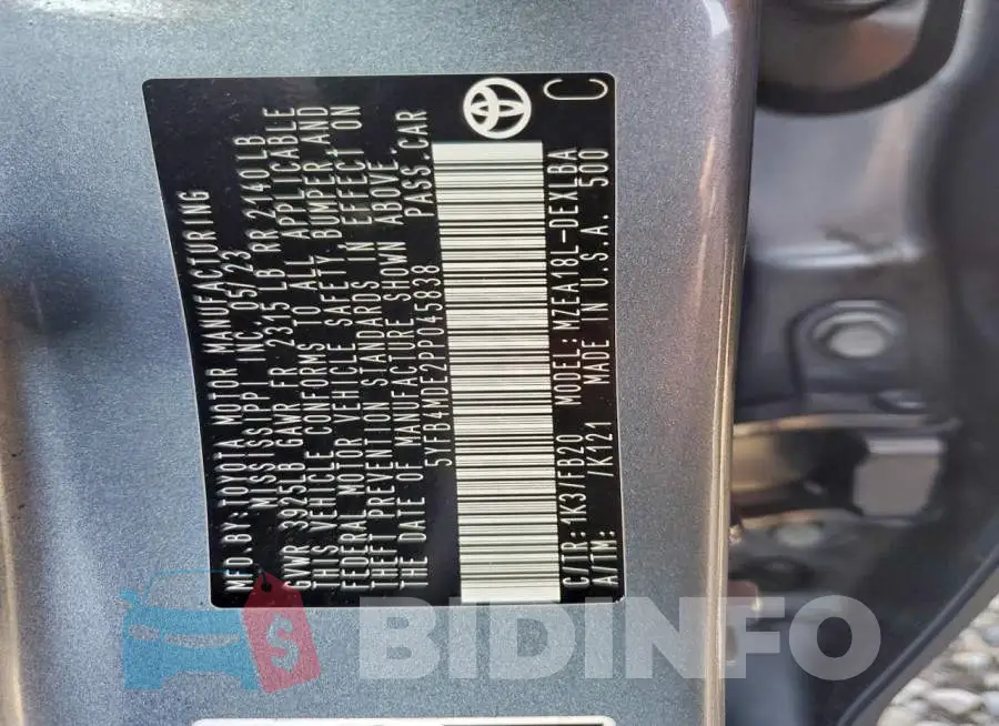 5YFB4MDE2PP045838 Photo# 12