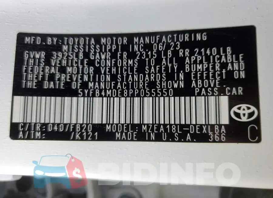 5YFB4MDE8PP055550 Photo# 12