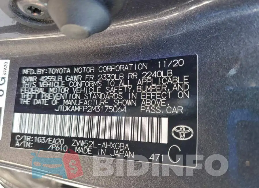 JTDKAMFP2M3175064 Photo# 13
