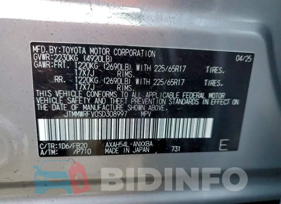 JTMMWRFV0SD308997 Photo# 14