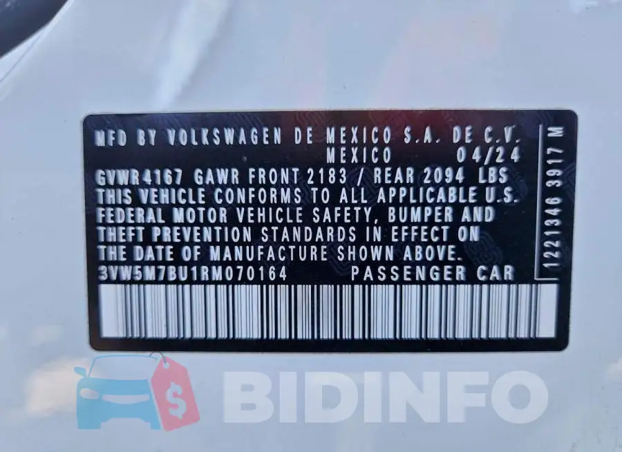 3VW5M7BU1RM070164 Photo# 12
