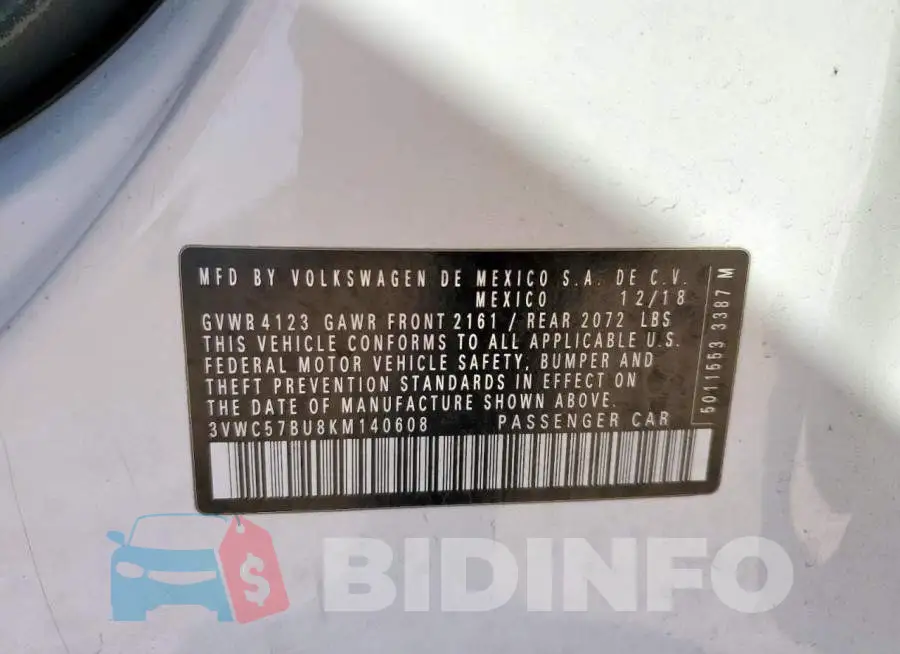 3VWC57BU8KM140608 Photo# 12