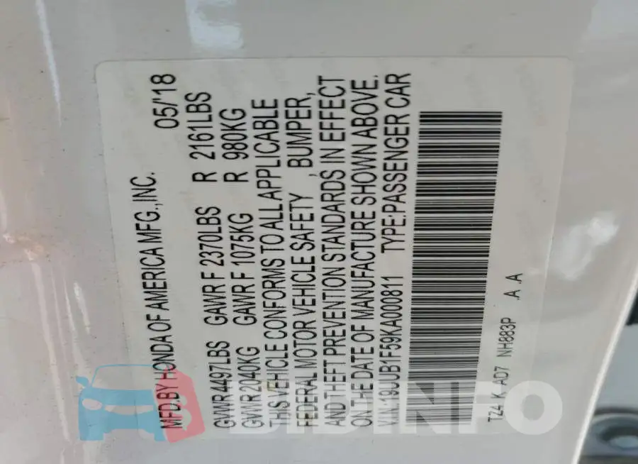 19UUB1F59KA000811 Photo# 12