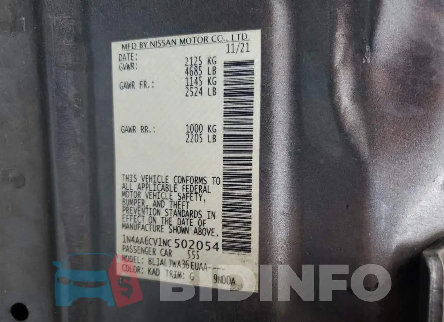 1N4AA6CV1NC502054 Photo# 13