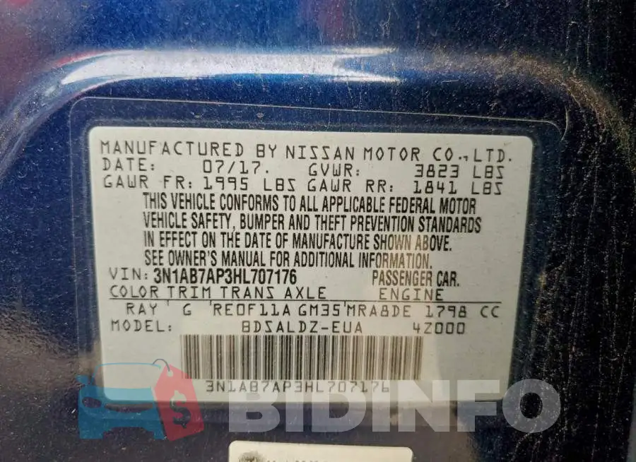 3N1AB7AP3HL707176 Photo# 12