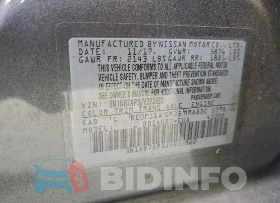 3N1AB7AP3JY222822 Photo# 12