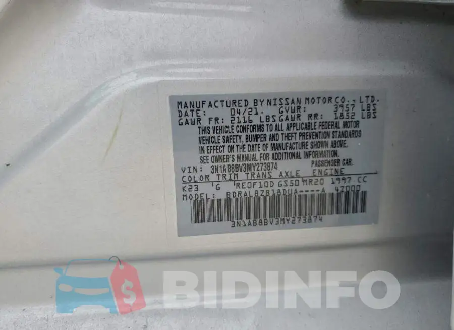 3N1AB8BV3MY273874 Photo# 13