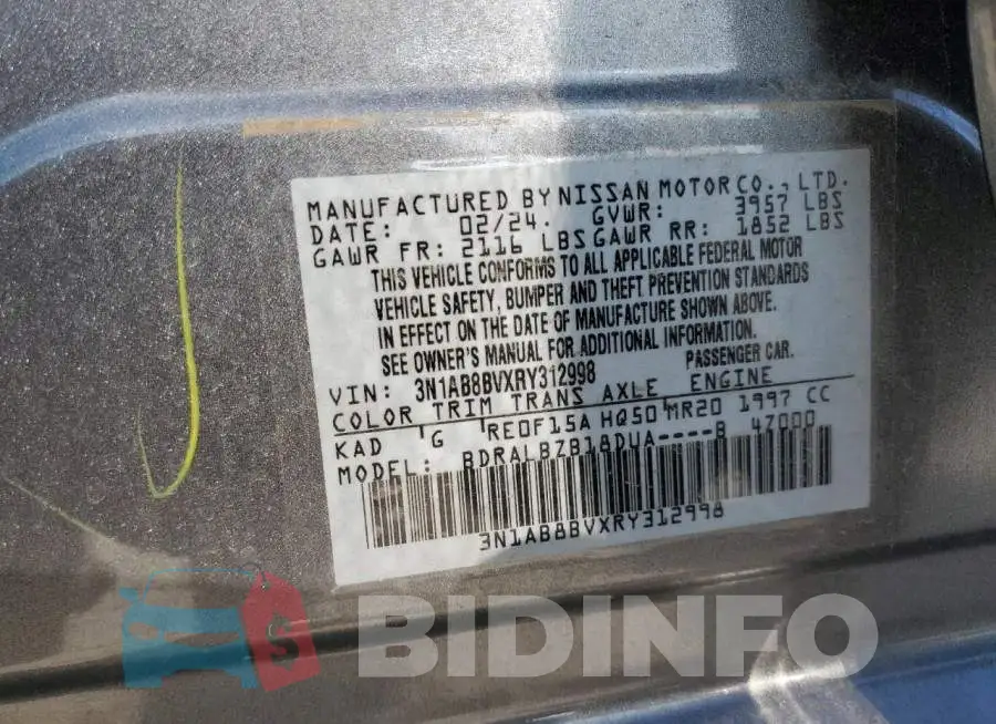 3N1AB8BVXRY312998 Photo# 13