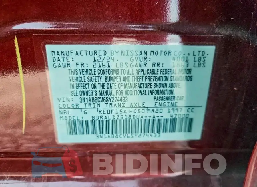 3N1AB8CV6SY274433 Photo# 13
