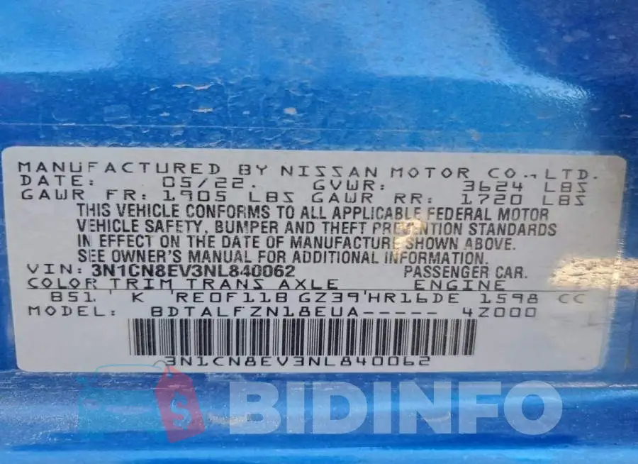 3N1CN8EV3NL840062 Photo# 12