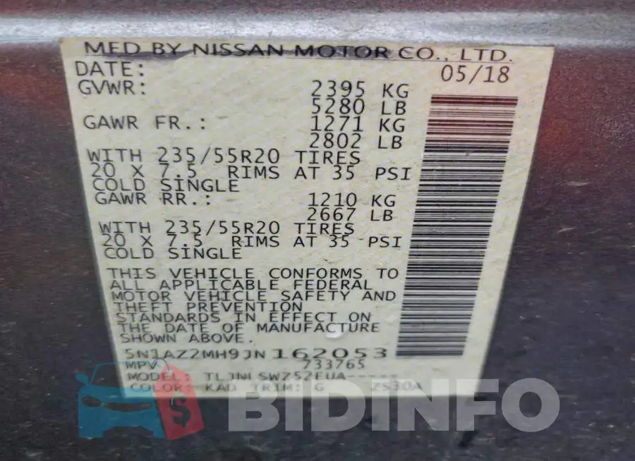 5N1AZ2MH9JN162053 Photo# 14