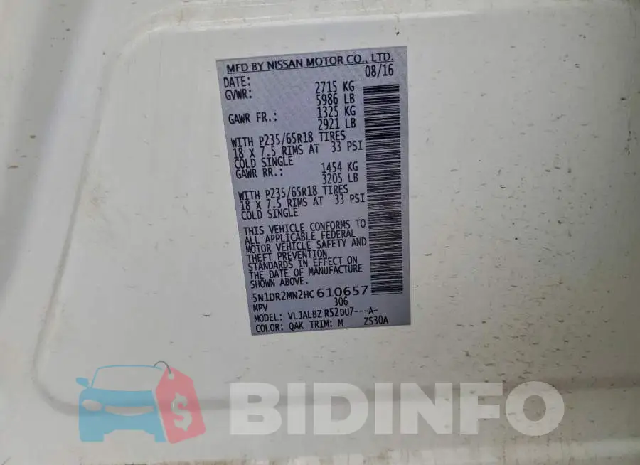 5N1DR2MN2HC610657 Photo# 13