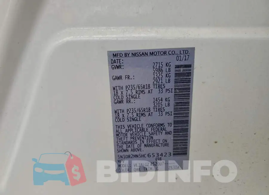 5N1DR2MN5HC653423 Photo# 14
