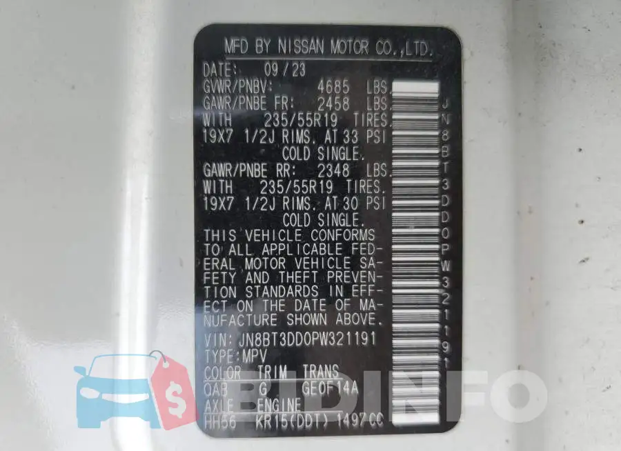 JN8BT3DD0PW321191 Photo# 14