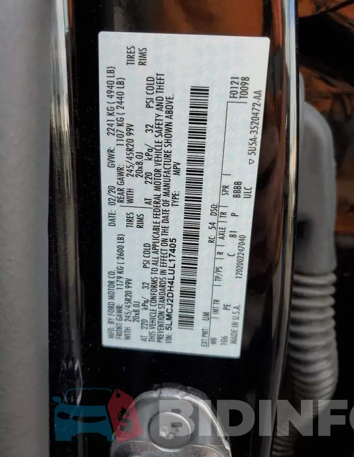 5LMCJ2DH4LUL17405 Photo# 13