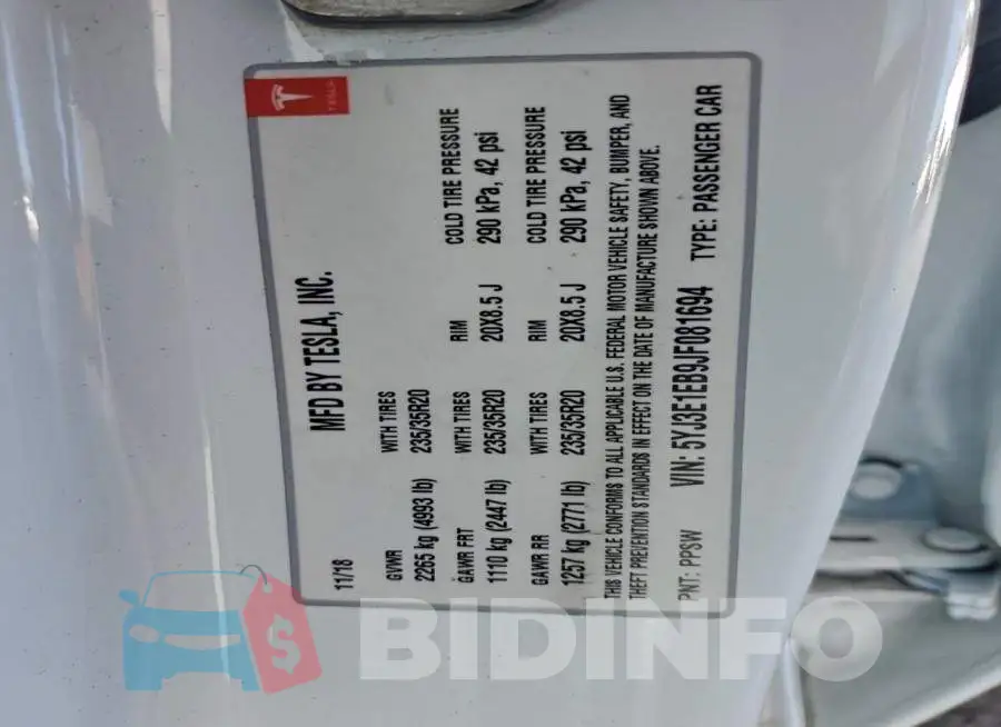 5YJ3E1EB9JF081694 Photo# 12