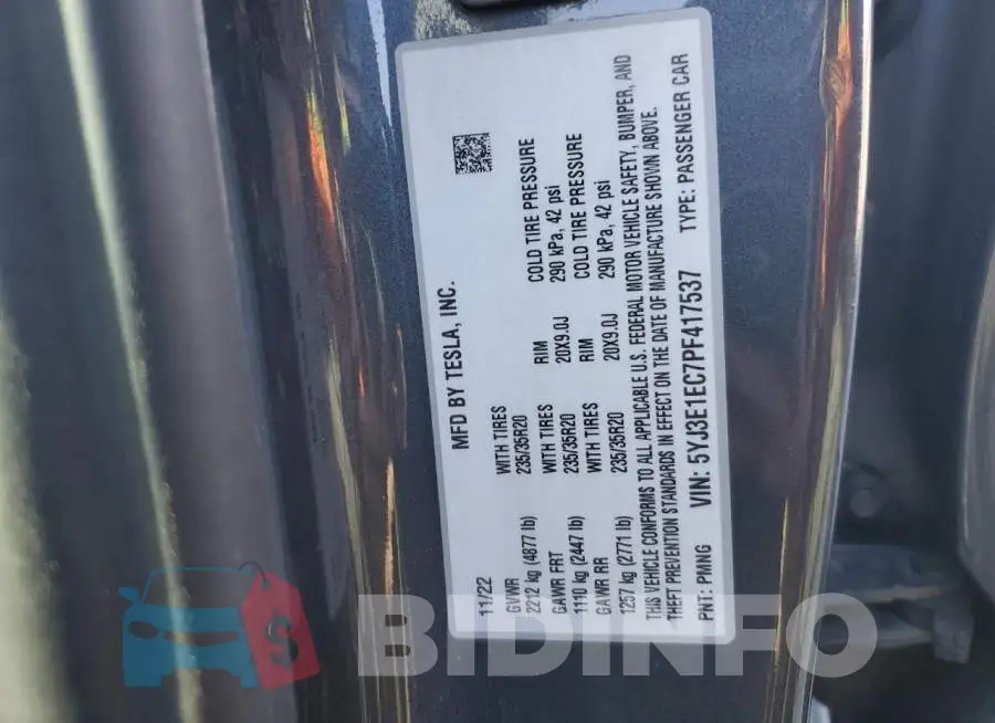 5YJ3E1EC7PF417537 Photo# 13