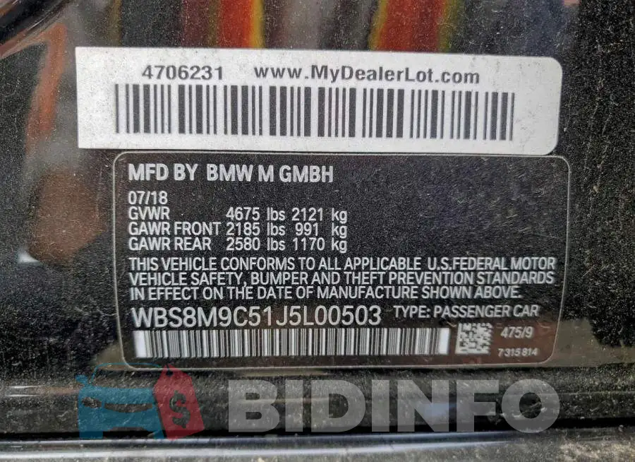 WBS8M9C51J5L00503 Photo# 13