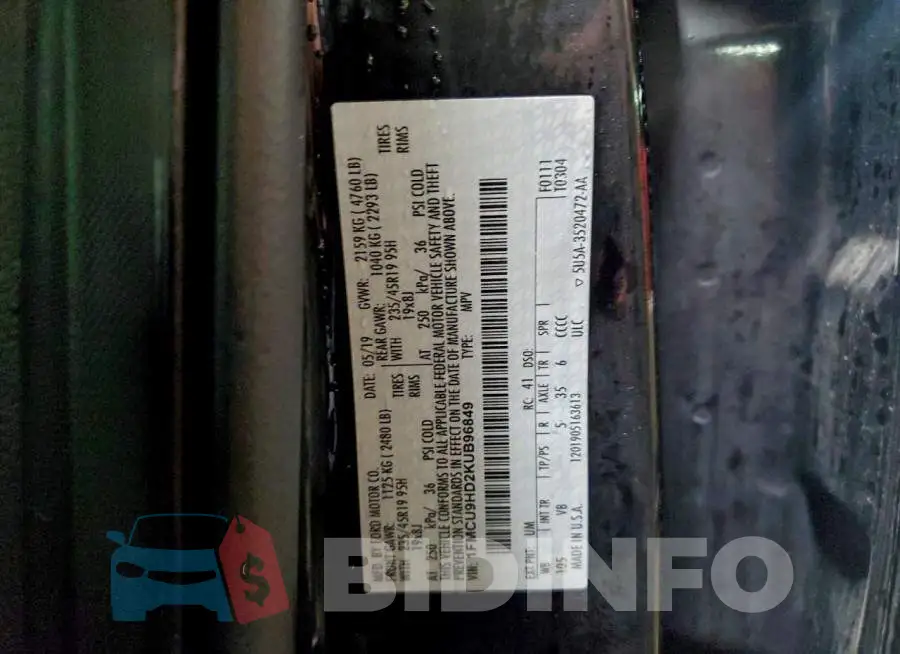 1FMCU9HD2KUB96849 Photo# 12