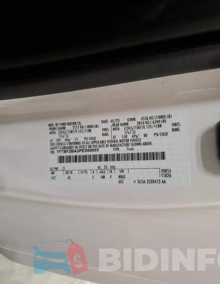 1FTBF2BA3PED00055 Photo# 12